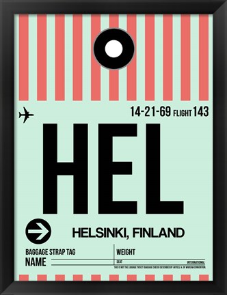 Framed HEL Helsinki Luggage Tag I Print
