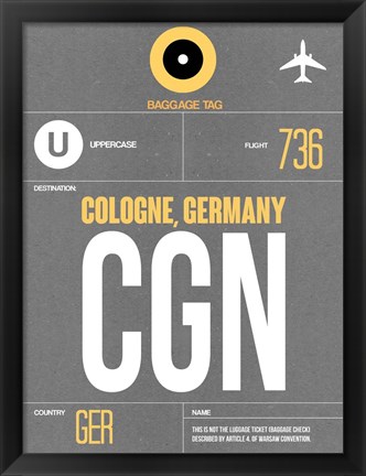 Framed CGN Cologne Luggage Tag II Print