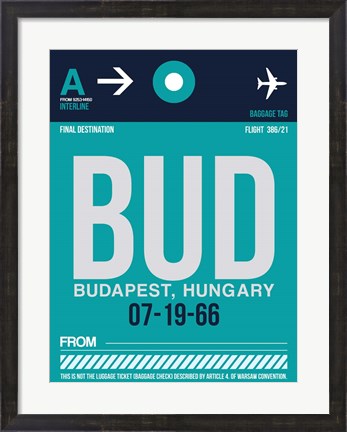 Framed BUD Budapest Luggage Tag II Print