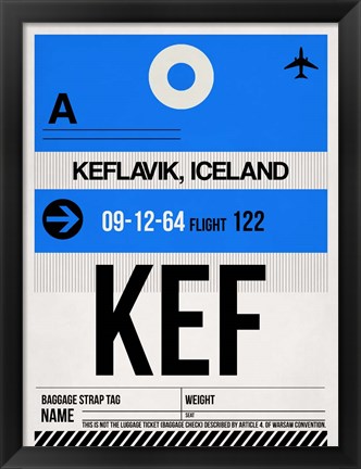 Framed KEF Keflavik Luggage Tag I Print