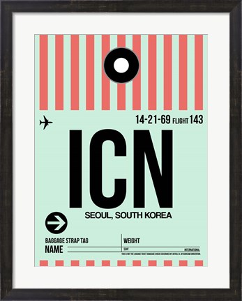 Framed ICN Seoul Luggage Tag I Print