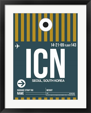 Framed ICN Seoul Luggage Tag II Print