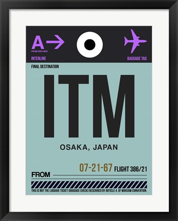Framed ITM Osaka Luggage Tag II Print