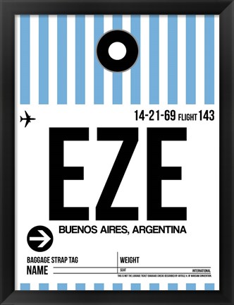 Framed EZE Buenos Aires Luggage Tag I Print