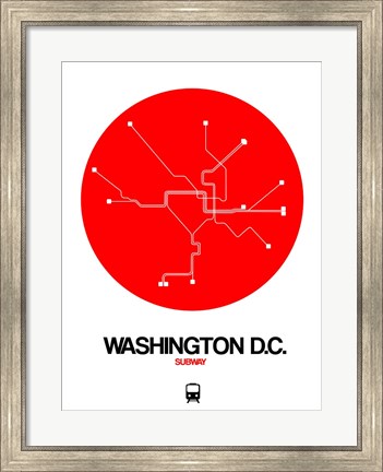 Framed Washington D.C. Red Subway Map Print