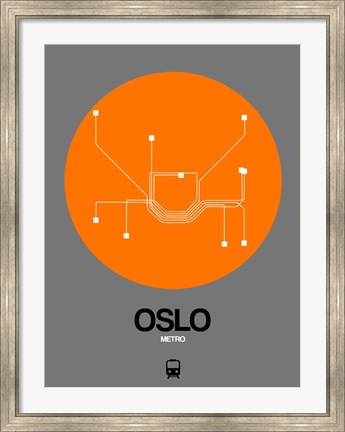 Framed Oslo Orange Subway Map Print