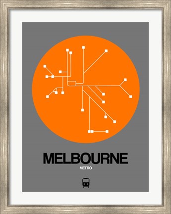 Framed Melbourne Orange Subway Map Print