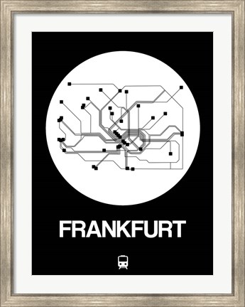 Framed Frankfurt White Subway Map Print