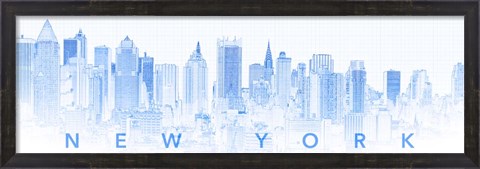 Framed New York City in Blue Print