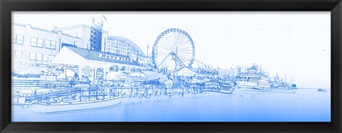 Framed Navy Pier and Skyline at the Waterfront, Chicago Print