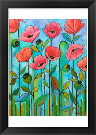 Framed Coral Poppies Print