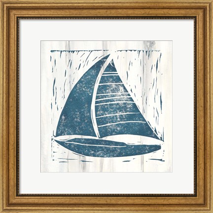 Framed Nautical Collage IV On White Wood Print