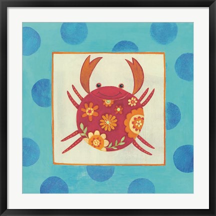 Framed Happy Floral Crab Print