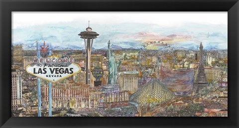 Framed Vegas Skyline in Color Print