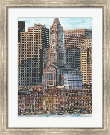 Framed US Cityscape-Boston Print