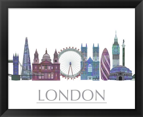 Framed London Skyline Coloured Buildings Print