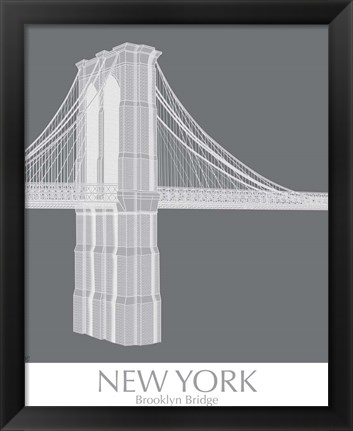 Framed New York Brooklyn Bridge Monochrome Print