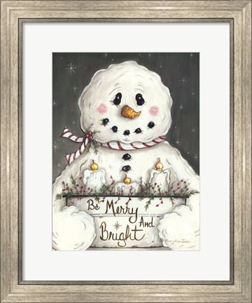 Framed Merry and Bright Snowman Print