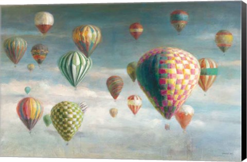 Framed Hot Air Balloons with Pink Crop Print