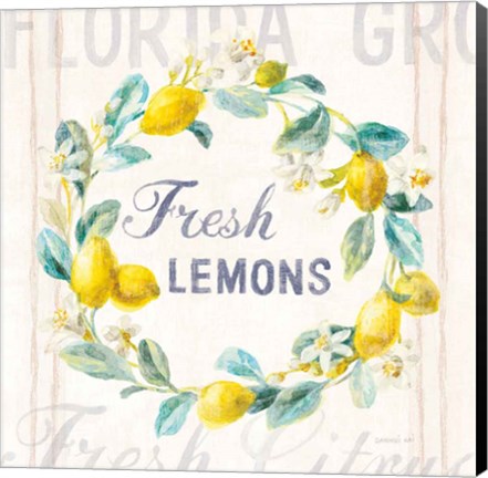 Framed Floursack Lemon V Bright Print