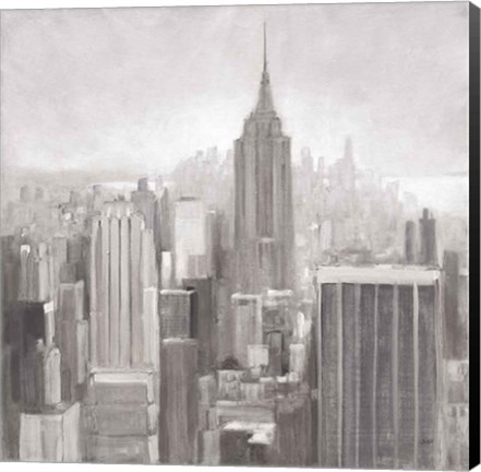 Framed Manhattan in the Mist Gray Print