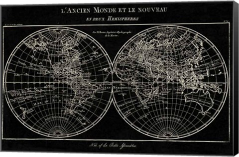 Framed Map of the World Black Print