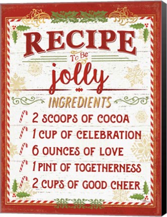 Framed Holiday Recipe III Script Print