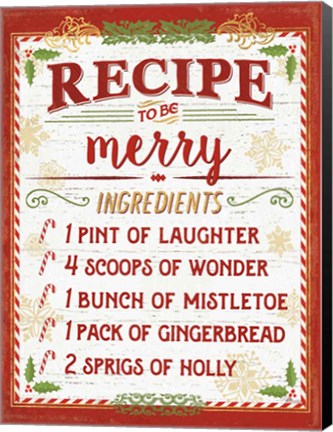 Framed Holiday Recipe IV Script Print