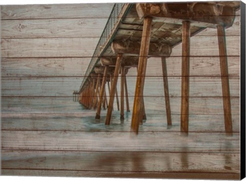 Framed Pier on Wood I Print