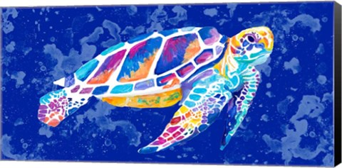 Framed Vibrant Blue Sea Turtle Print