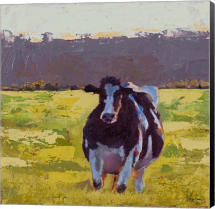 Framed Fat Cow in the Field Print