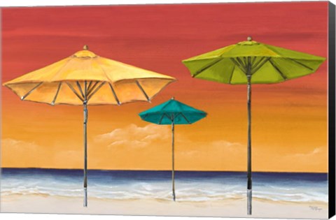 Framed Tropical Umbrellas I Print