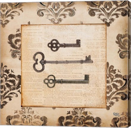 Framed Vintage Keys I Print