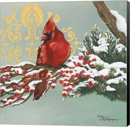 Framed Winter Red Bird I Print