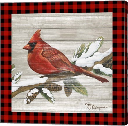 Framed Winter Red Bird IV Print