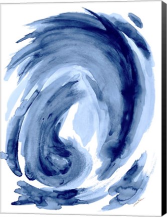 Framed Blue Swirl I Print