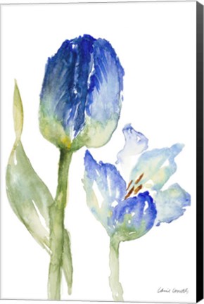 Framed Teal and Lavender Tulips I Print