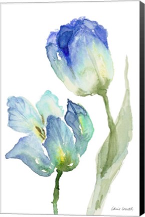 Framed Teal and Lavender Tulips III Print