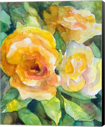 Framed Yellow Roses Garden Print