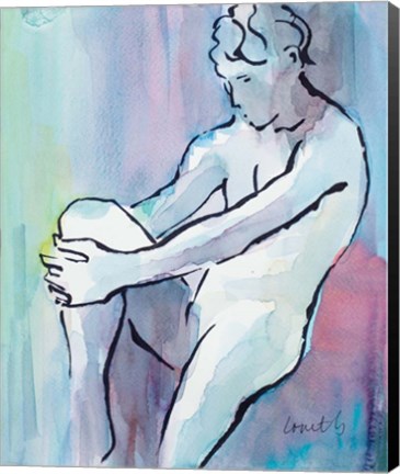 Framed Seated Male Figure Print