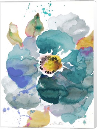 Framed Watercolor Modern Blue Poppy Print