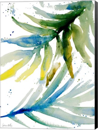 Framed Blue Green Palm Fronds II Print