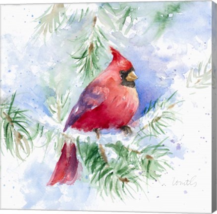 Framed Cardinal in Snowy Tree Print