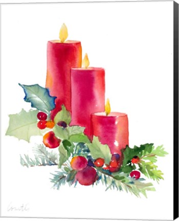 Framed Candles with Holly Print