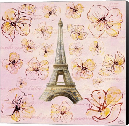 Framed Golden Paris on Floral I Print