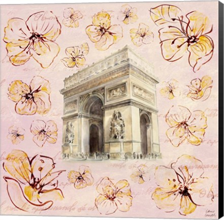 Framed Golden Paris On Floral II Print