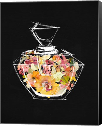 Framed Crystal Watercolor Perfume on Black II Print