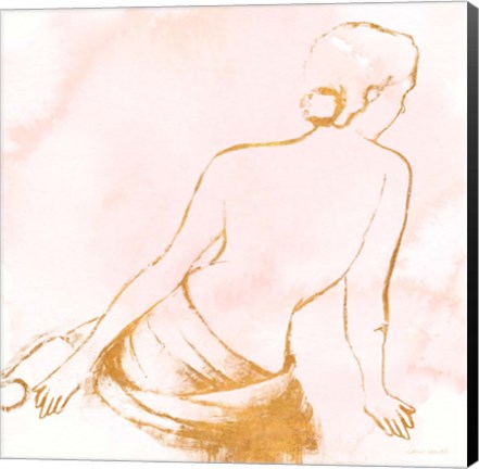 Framed Seated Woman Rose Gold Print