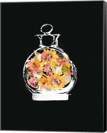 Framed Crystal Watercolor Perfume on Black I Print