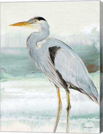 Framed Heron on Seaglass  I Print